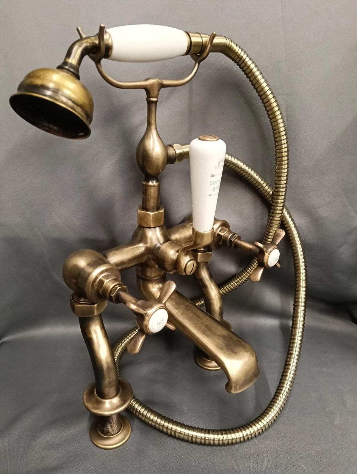 Lefroy Brooks Bare Aged Brass Bath Shower Mixer Taps Reclaimed Reconditioned