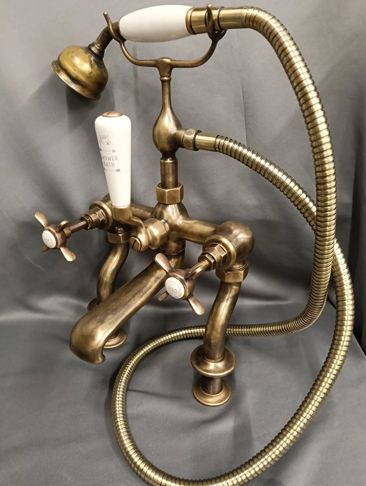 Lefroy Brooks Bare Aged Brass Bath Shower Mixer Taps Reclaimed Reconditioned