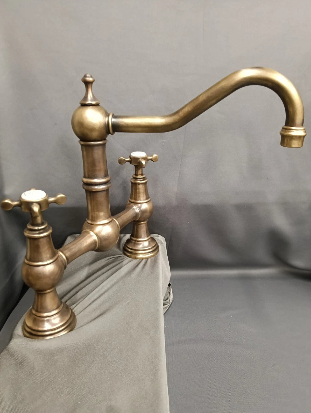 Perrin & Rowe Brass Aged Patina Provence Kitchen Mixer Taps Fully Reconditioned