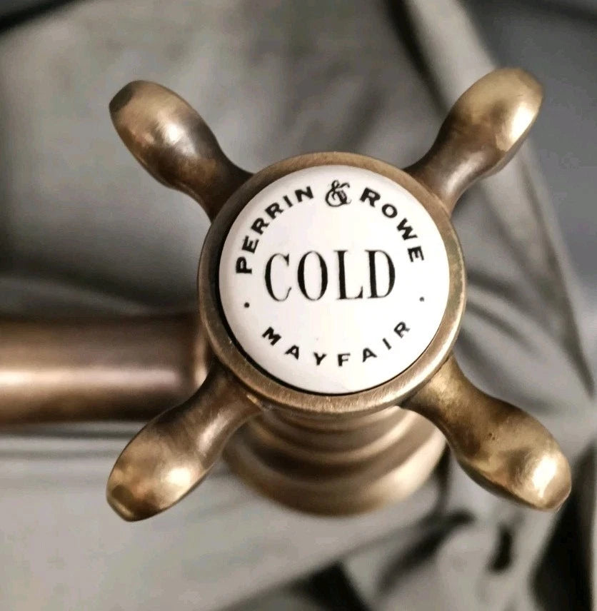 Perrin & Rowe Brass Aged Patina Provence Kitchen Mixer Taps Fully Reconditioned