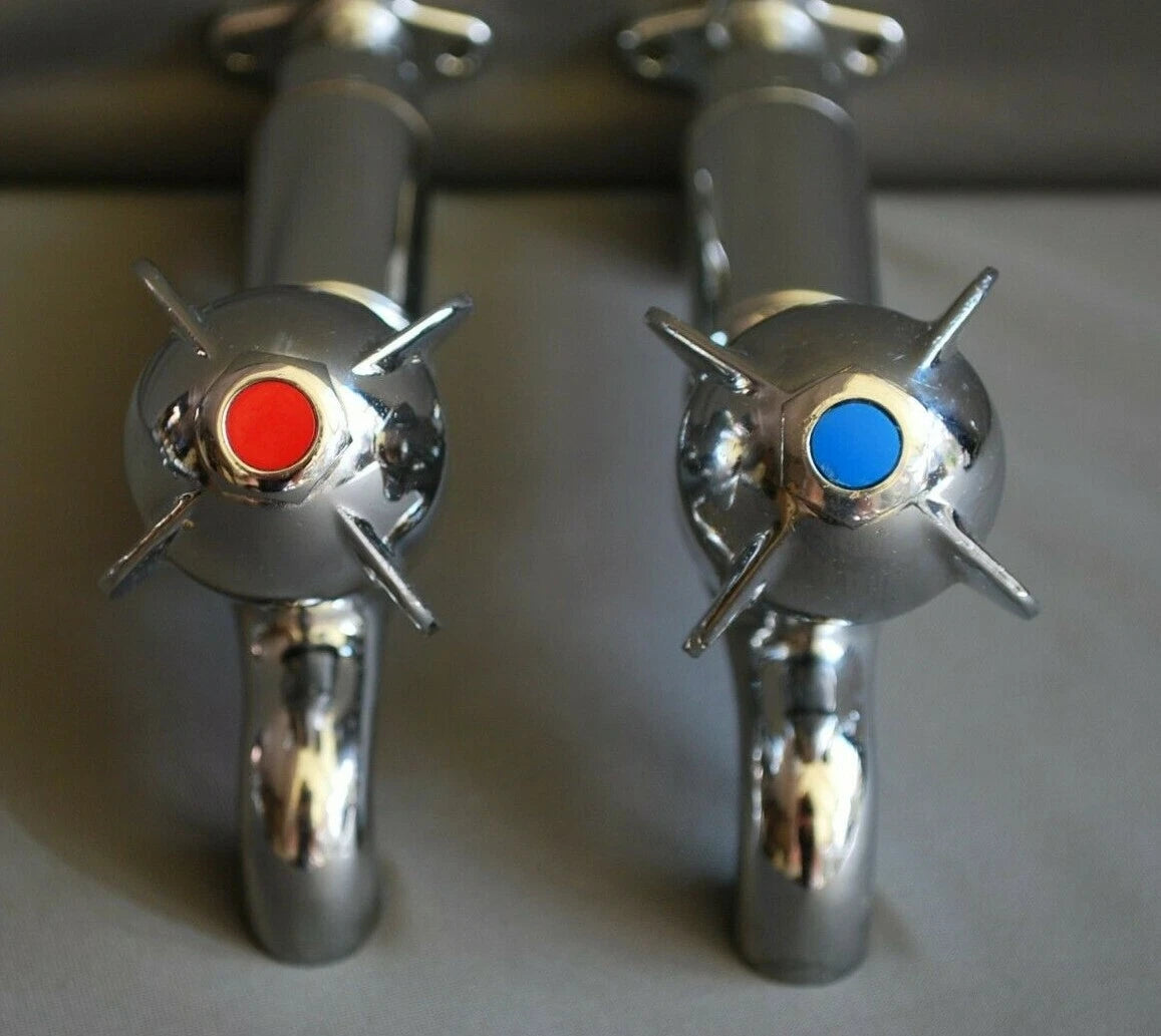 Wall Mounted Chrome Kitchen Taps, Ideal Belfast Kitchen Sink Chrome Retro Taps