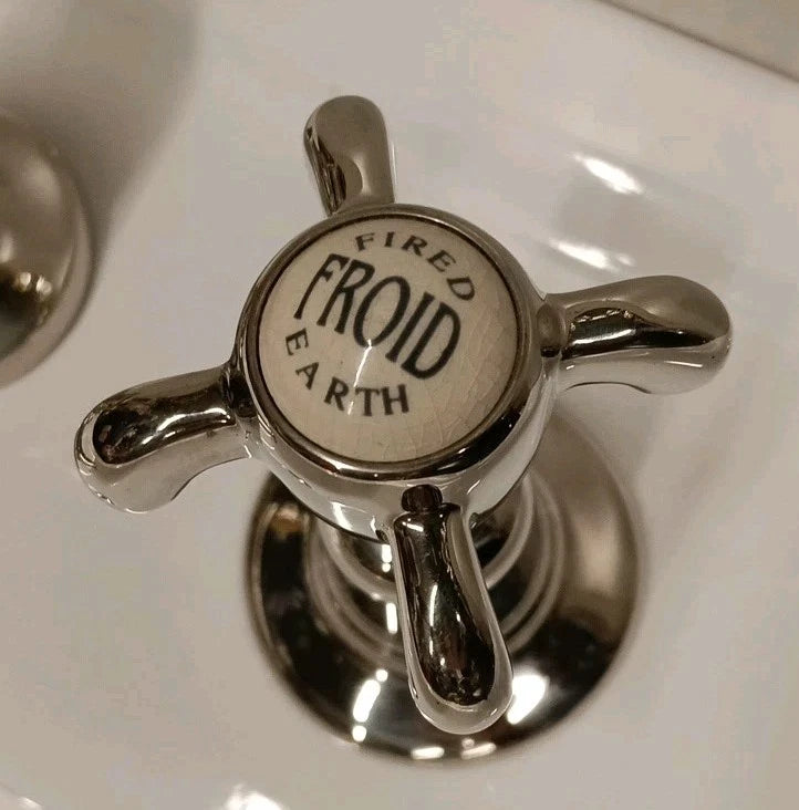 Fired Earth Nickel Bathroom Basin Mixer Taps, Reclaimed & Reconditioned Taps