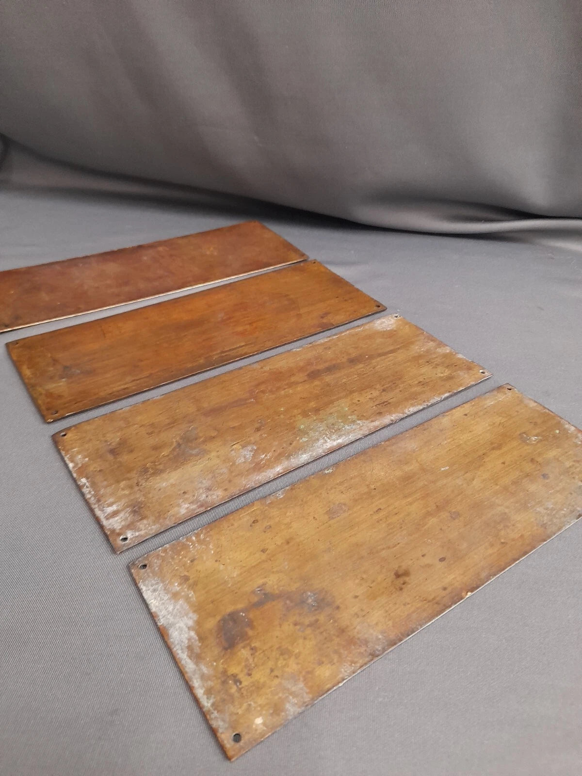 4 Stunning Brass Reeded Door Finger Plates  20 cm x 7.5 cm