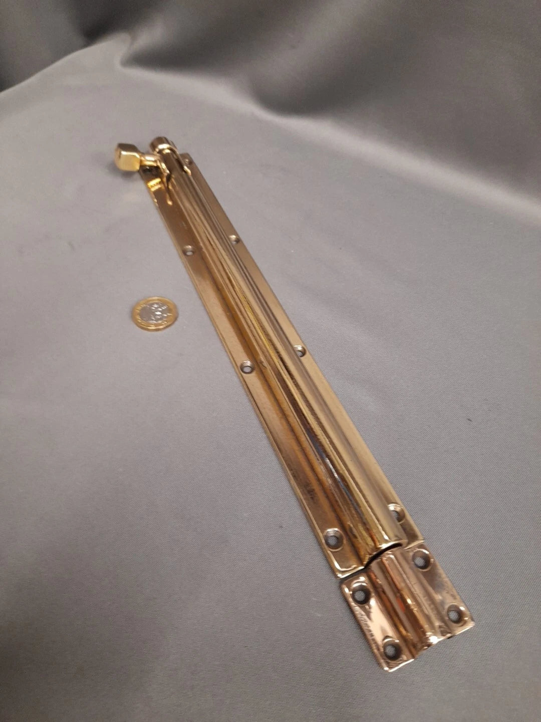 Large Polished Bare Brass Bolt & Keep  31 cm in Length