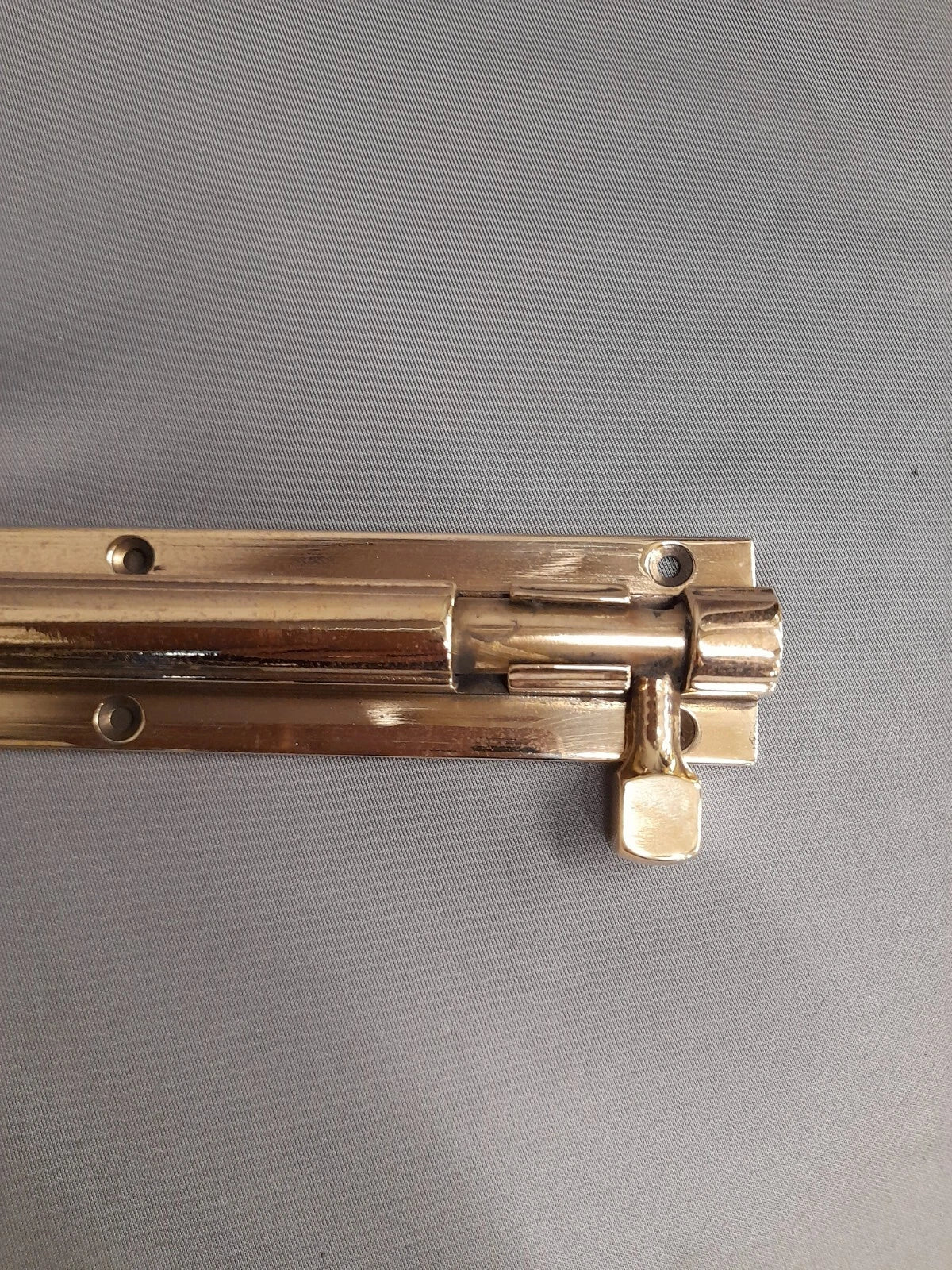 Large Polished Bare Brass Bolt & Keep  31 cm in Length