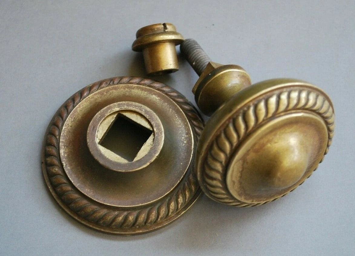 Brass Rope Design Vintage Reclaimed Brass Door Knob / Pull Original Patina