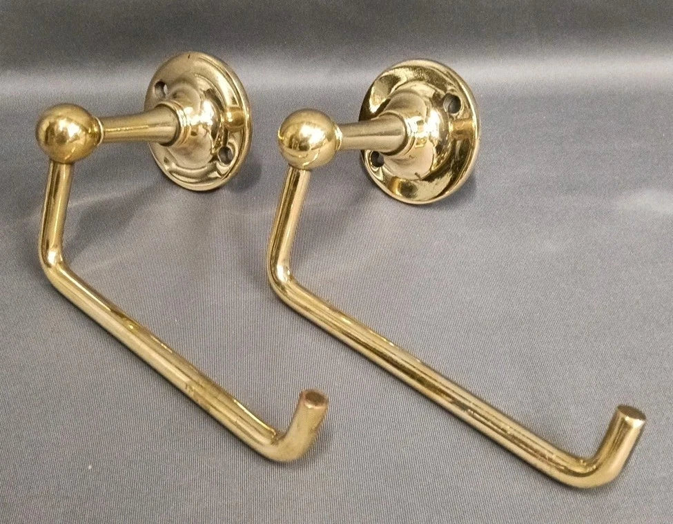 Bare Brass Loo Roll Holder Two Available, Excellent Reclaimed