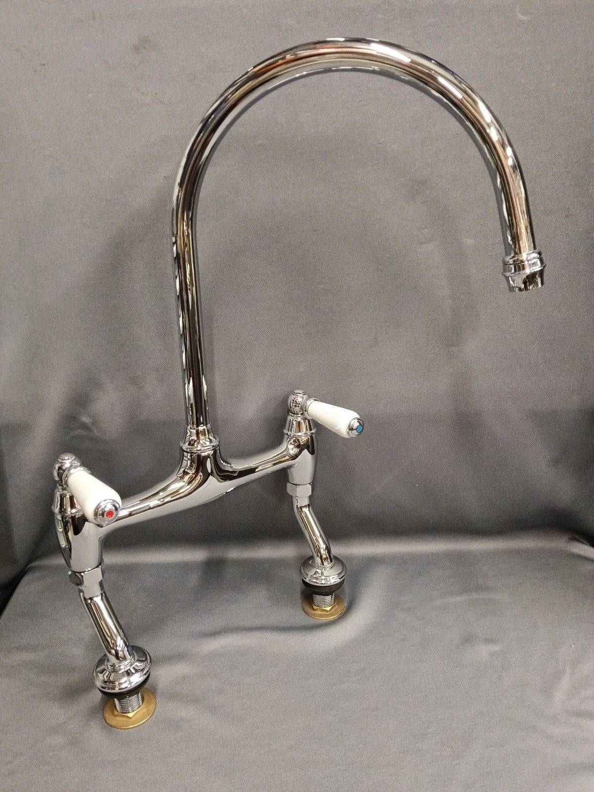 Chrome Bridge Mixer Taps, Excellent Ideal 4 Belfast Kitchen Sink, New Old Stock