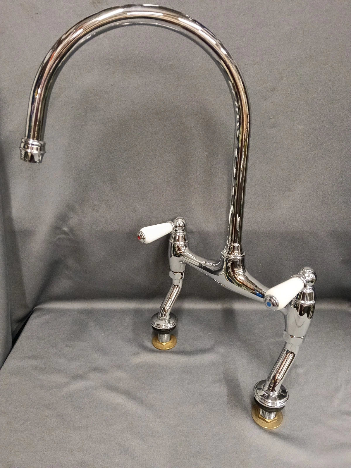 Chrome Bridge Mixer Taps, Excellent Ideal 4 Belfast Kitchen Sink, New Old Stock