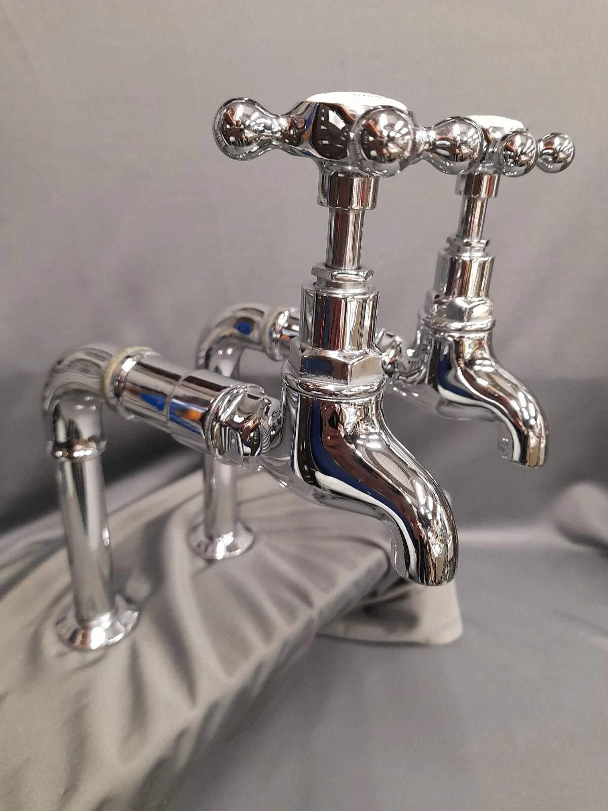 Barber Wilson Tall Chrome Bib Taps Refurbished 18 cm Spout