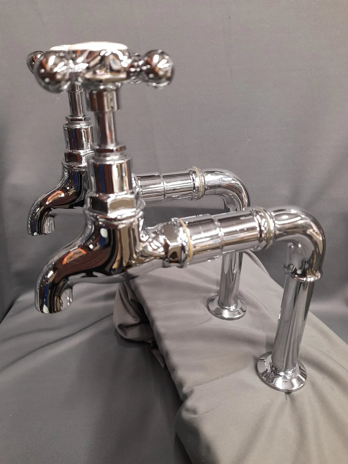 Barber Wilson Tall Chrome Bib Taps Refurbished 18 cm Spout