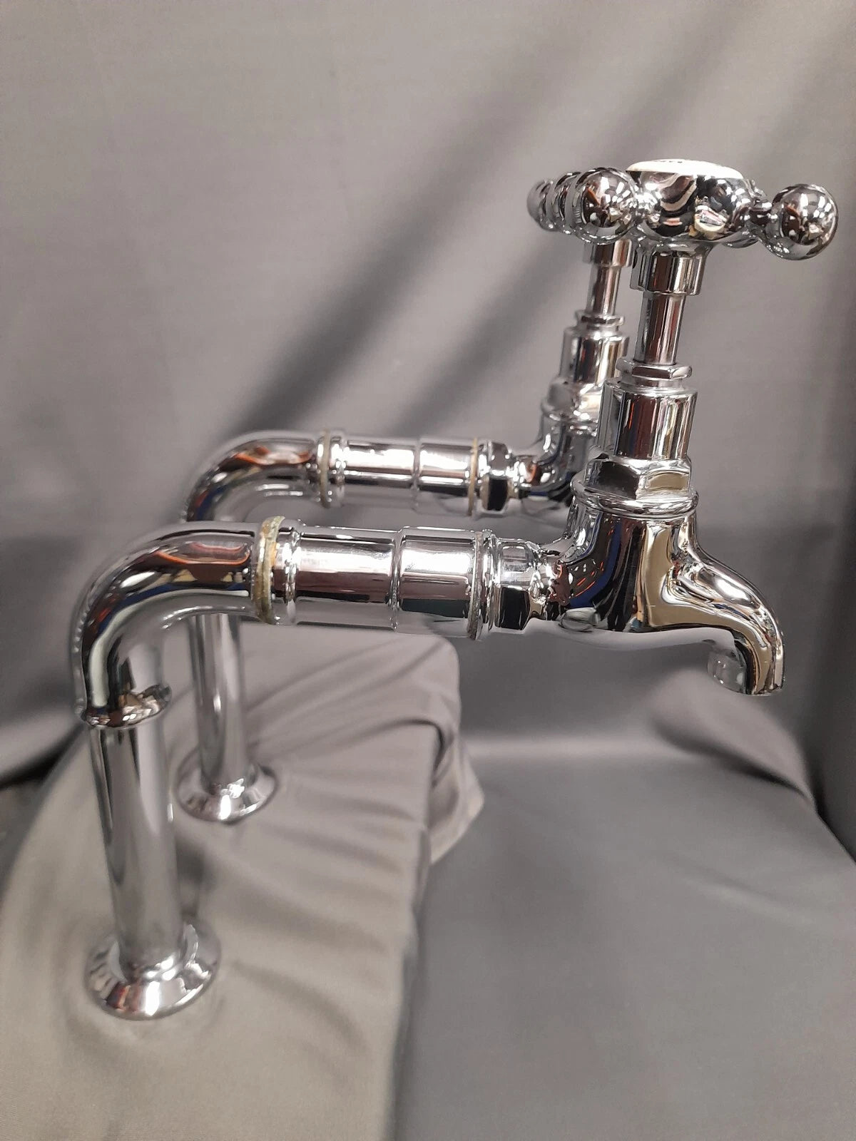 Barber Wilson Tall Chrome Bib Taps Refurbished 18 cm Spout