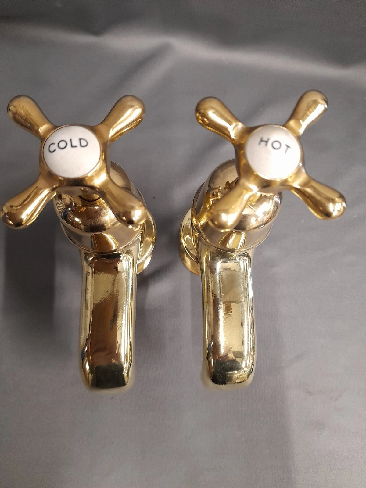Brass Bath Taps Long 9 cm Reach Spout, Reclaimed Fully Refurbished Bath Taps