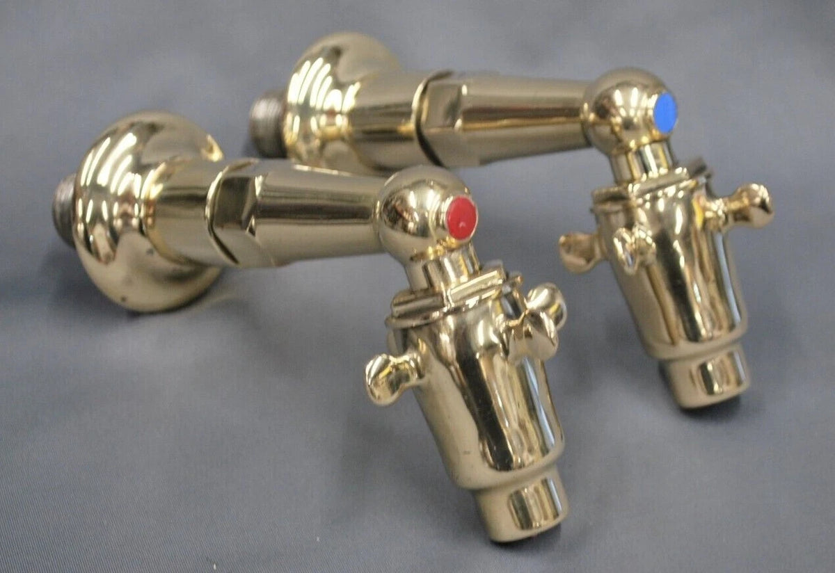 Large 3/4 " Brass Taps Wall Mounted / Back Fed, Kitchen Supa Taps, Refurbished