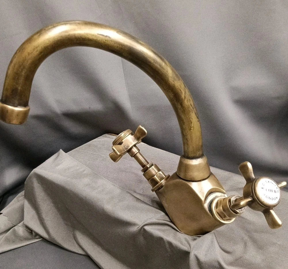 Kitchen Mixer,Aged Brass Mono Mixer Tap Ideal Belfast Sink, Fully Reconditioned
