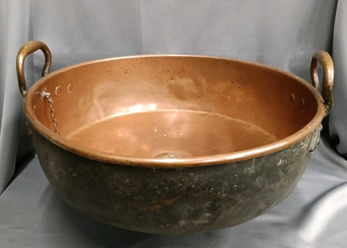 Deep Copper / Brass Bathroom Bowl, Basin, Heavyweight Quality Bowl & Waste, Plug
