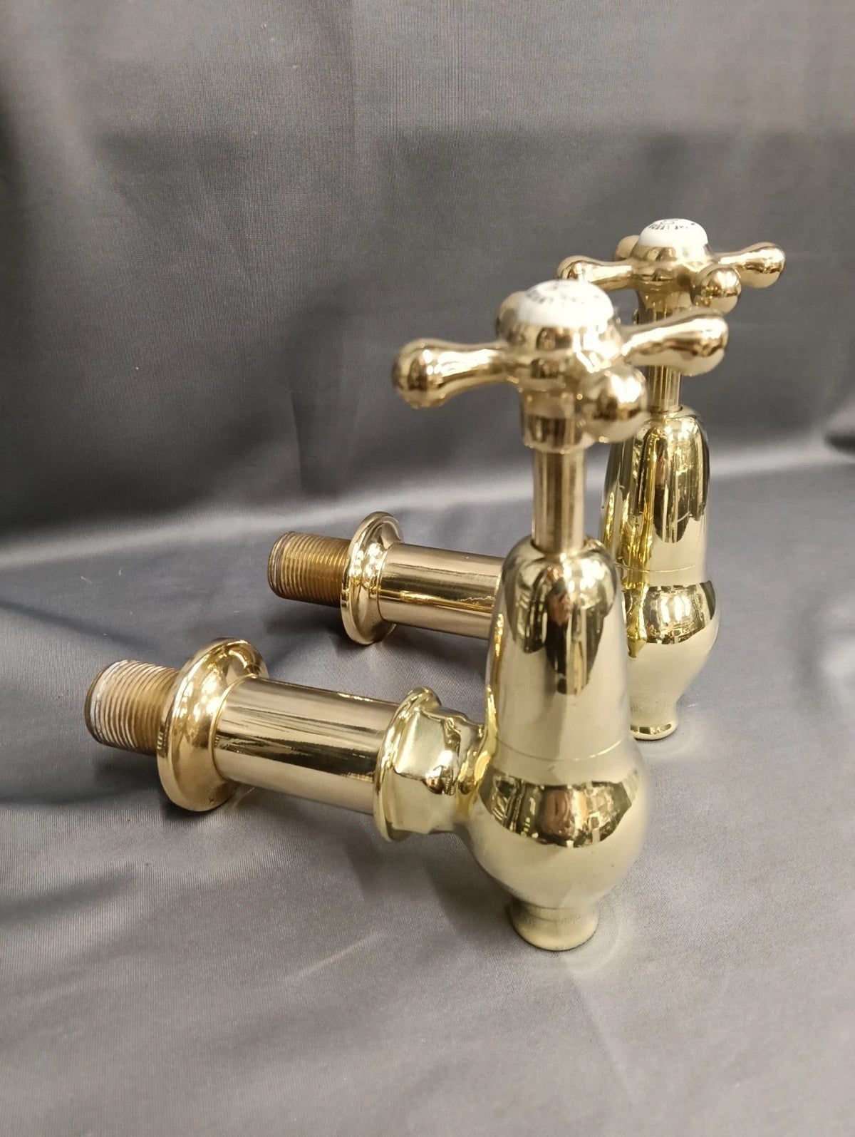 Bare Brass Globe Taps Reclaimed & Reconditioned Wall Mounted Taps