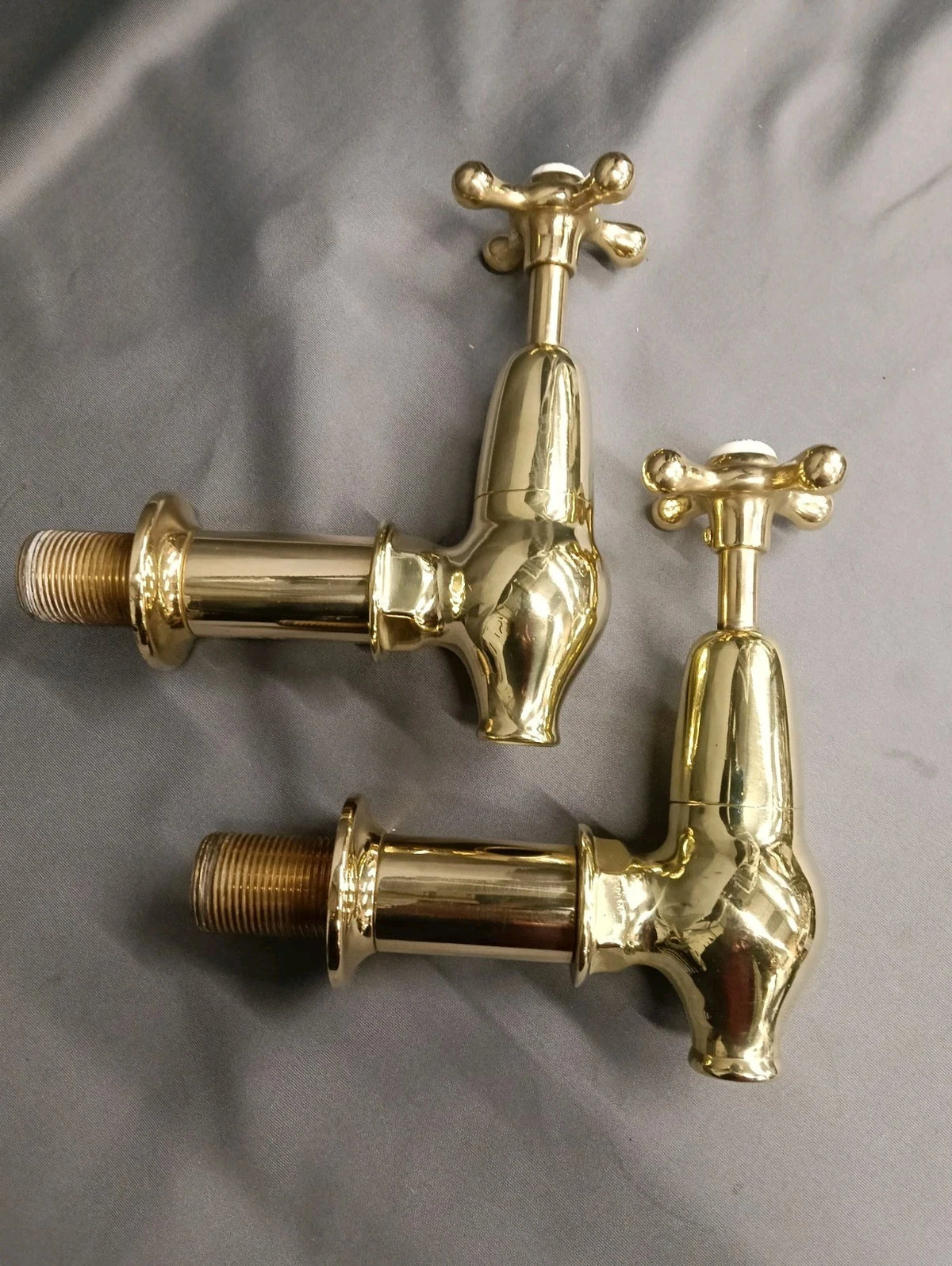 Bare Brass Globe Taps Reclaimed & Reconditioned Wall Mounted Taps