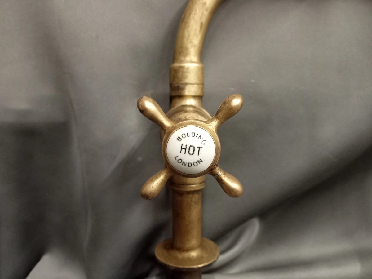 Bolding Patina Brass Horseshose Kitchen Mixer Tap, Refurbed Reclaimed Huge Rare