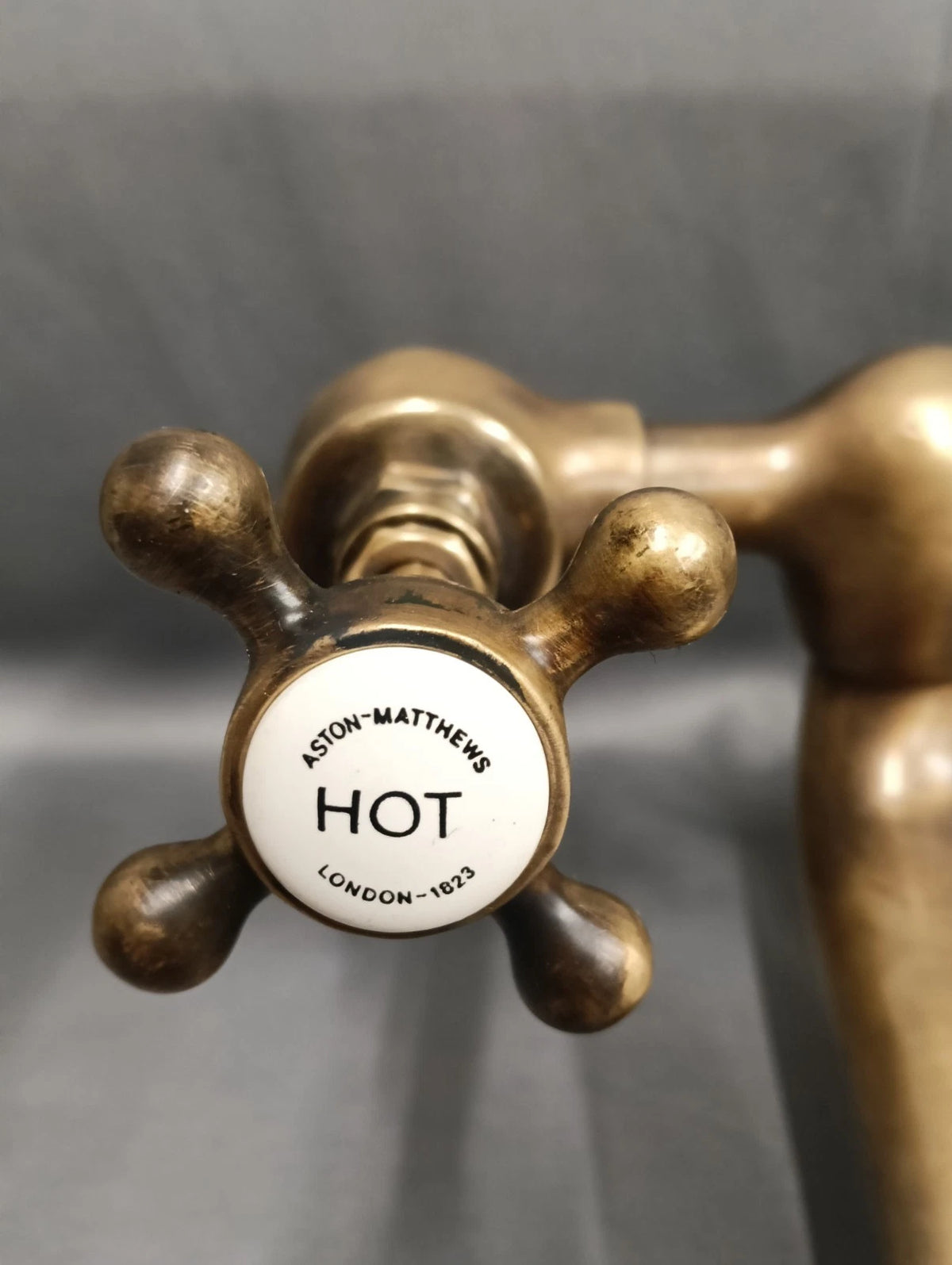 Aston Matthews Wall Mounted Aged Brass Bath Filler Taps Reclaimed Reconditioned