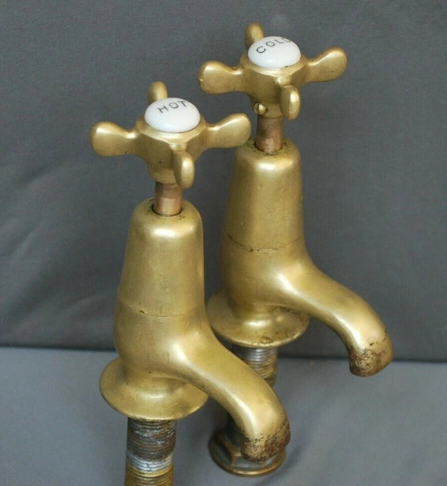 Brass Bathroom Basin Taps Original Patina Reclaimed & Fully  Refurbed Taps D4
