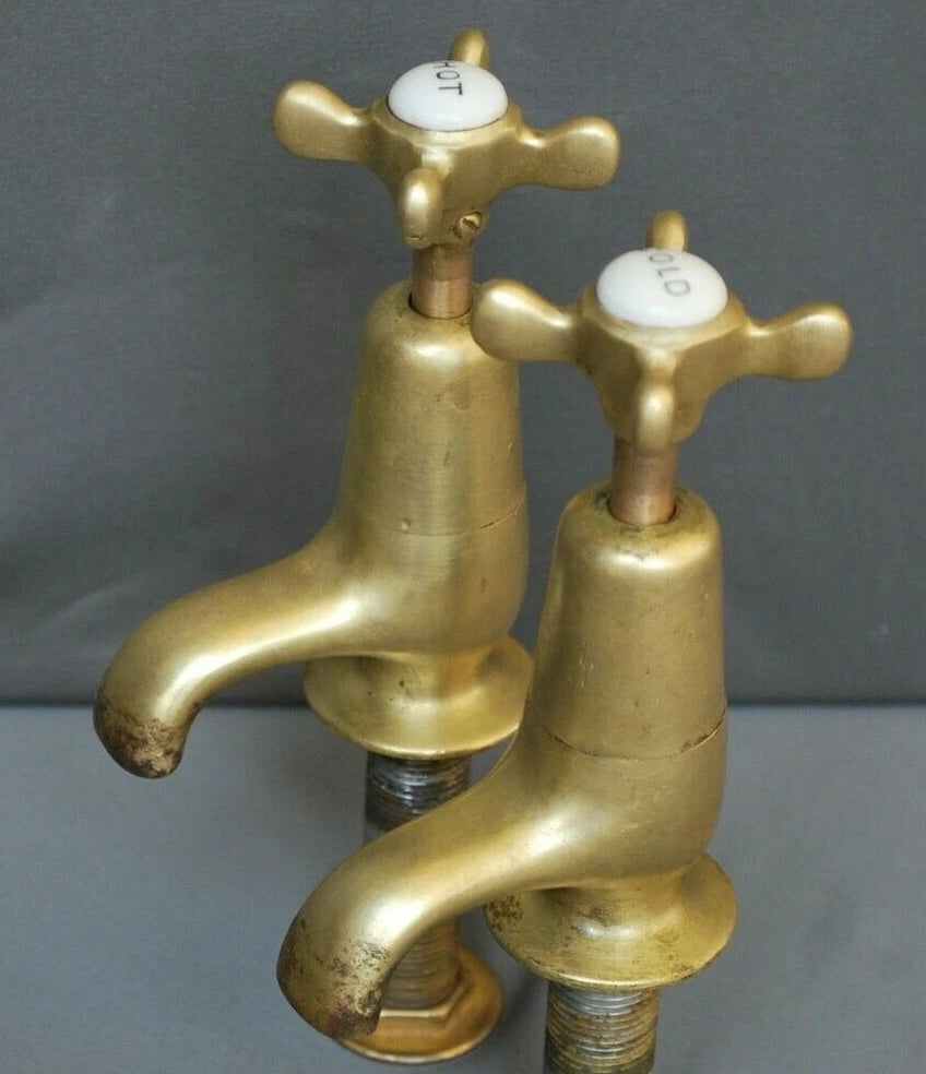 Brass Bathroom Basin Taps Original Patina Reclaimed & Fully  Refurbed Taps D4