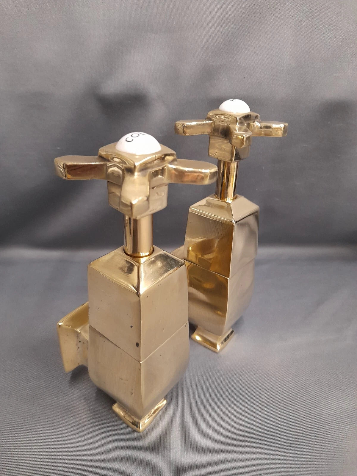 Art Deco Bare Brass Globe Taps  Fully Refurbed Heavy Weight Taps
