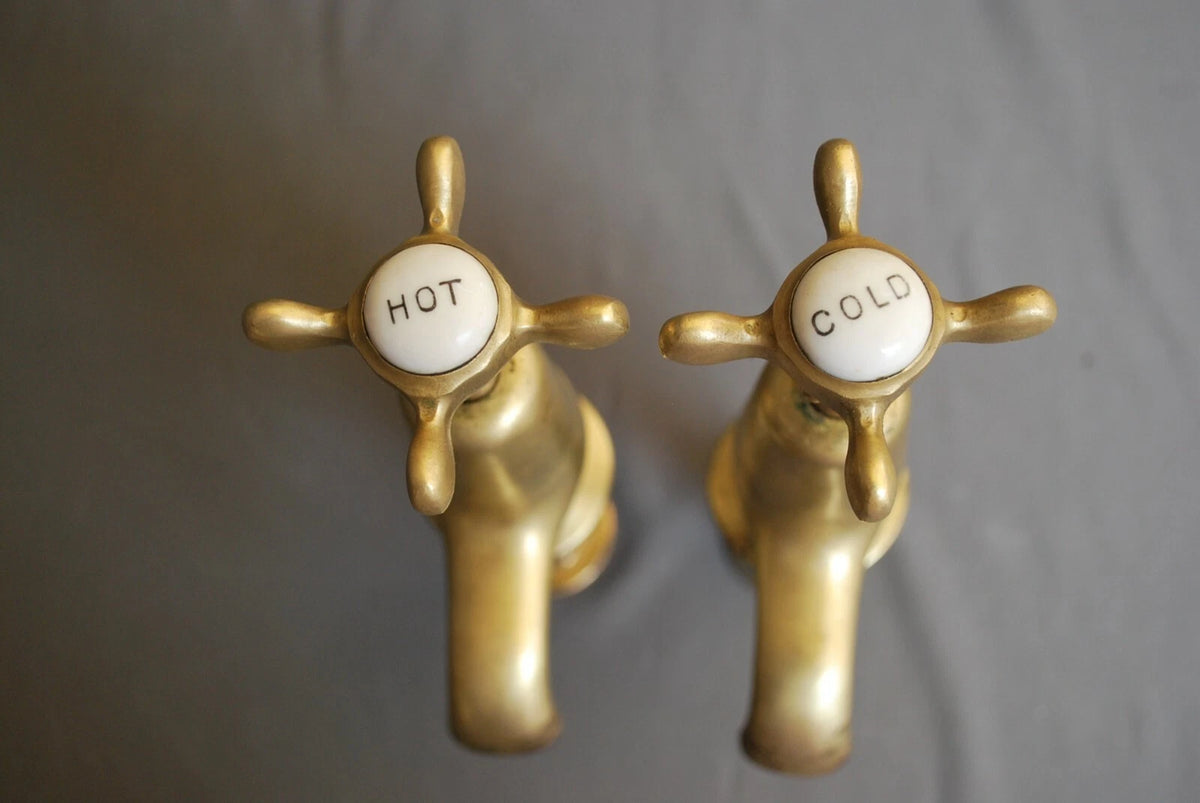 Brass Bathroom Basin Taps Original Patina Reclaimed & Fully  Refurbed Taps D4