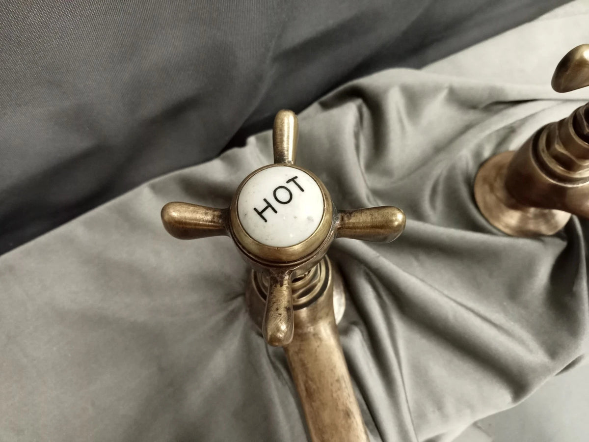 Brass Bathroom Basin Taps Original Patina Reclaimed & Refurbed Taps D3