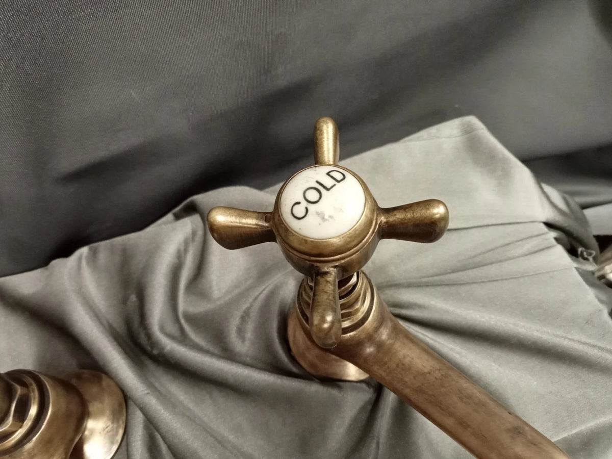 Brass Bathroom Basin Taps Original Patina Reclaimed & Refurbed Taps D3