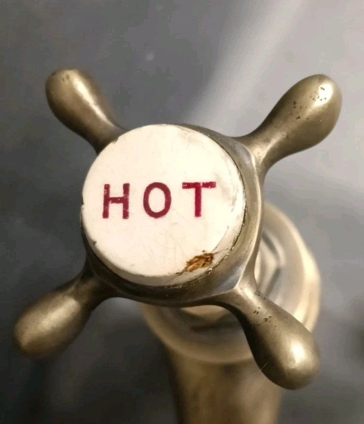 Bath Taps Aged Brass, Reclaimed & Fully Refurbished 10 cm Spout