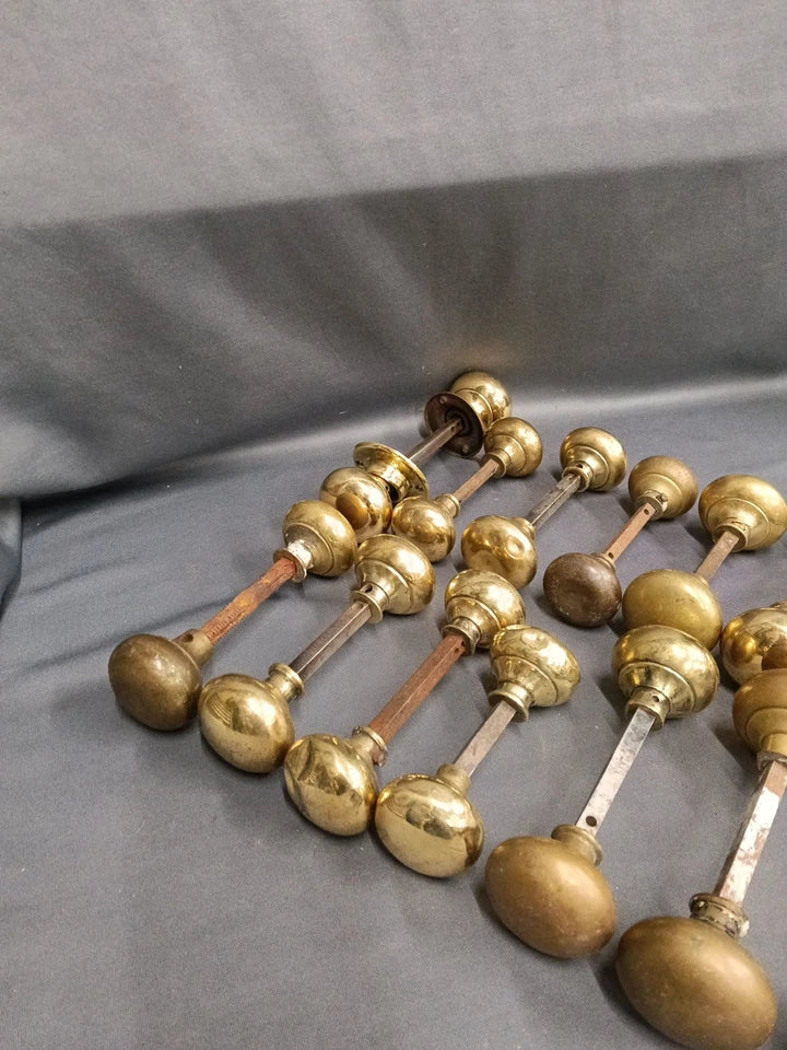 15 Pairs of Bare Brass Mixed Heavyweight Door Handles/ Door Knobs Cupboard Knobs